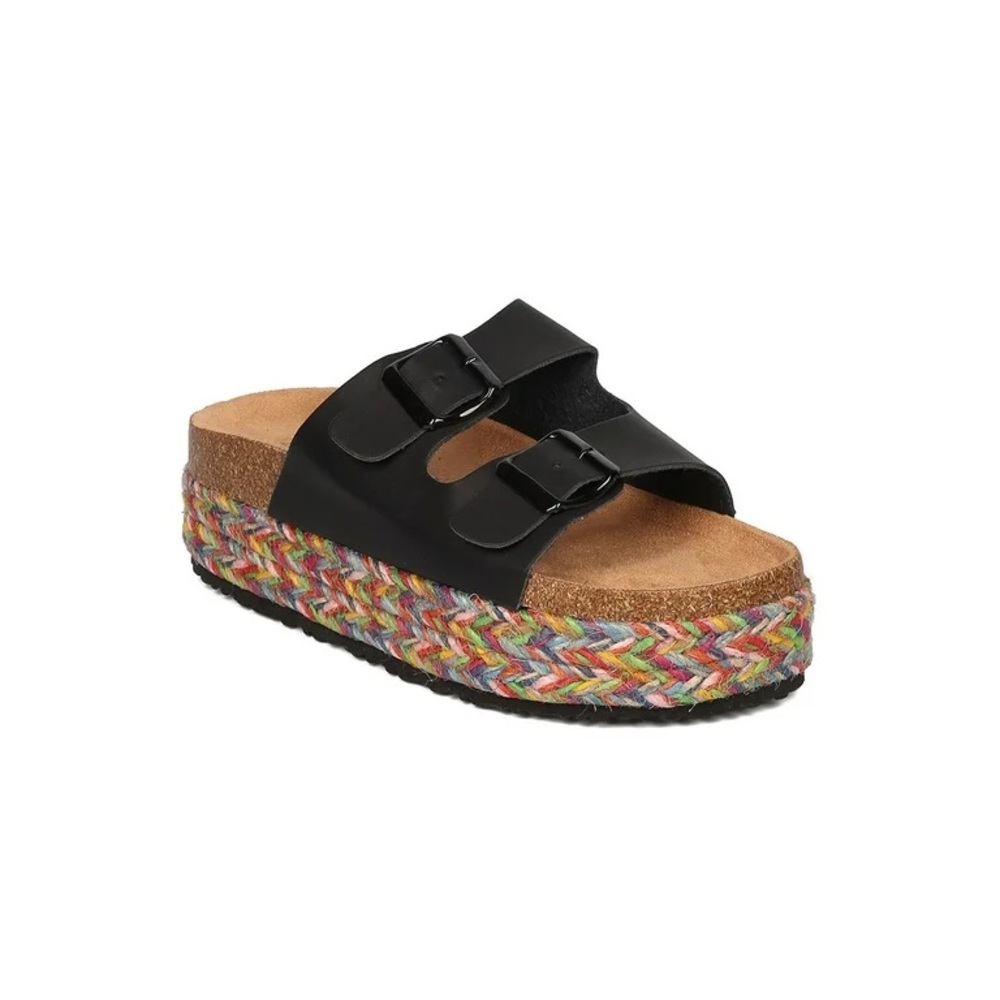 Ollio Flatform Rainbow Two Strap Sandals Platform